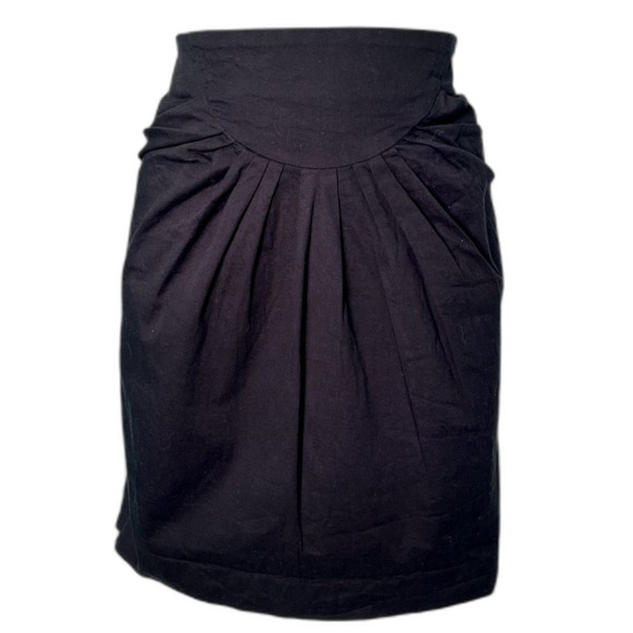 FENDI Black Pencil Skirt with Pleats Front Pockets Size 44 Euro/Size 8 USA - Picture 1 of 6